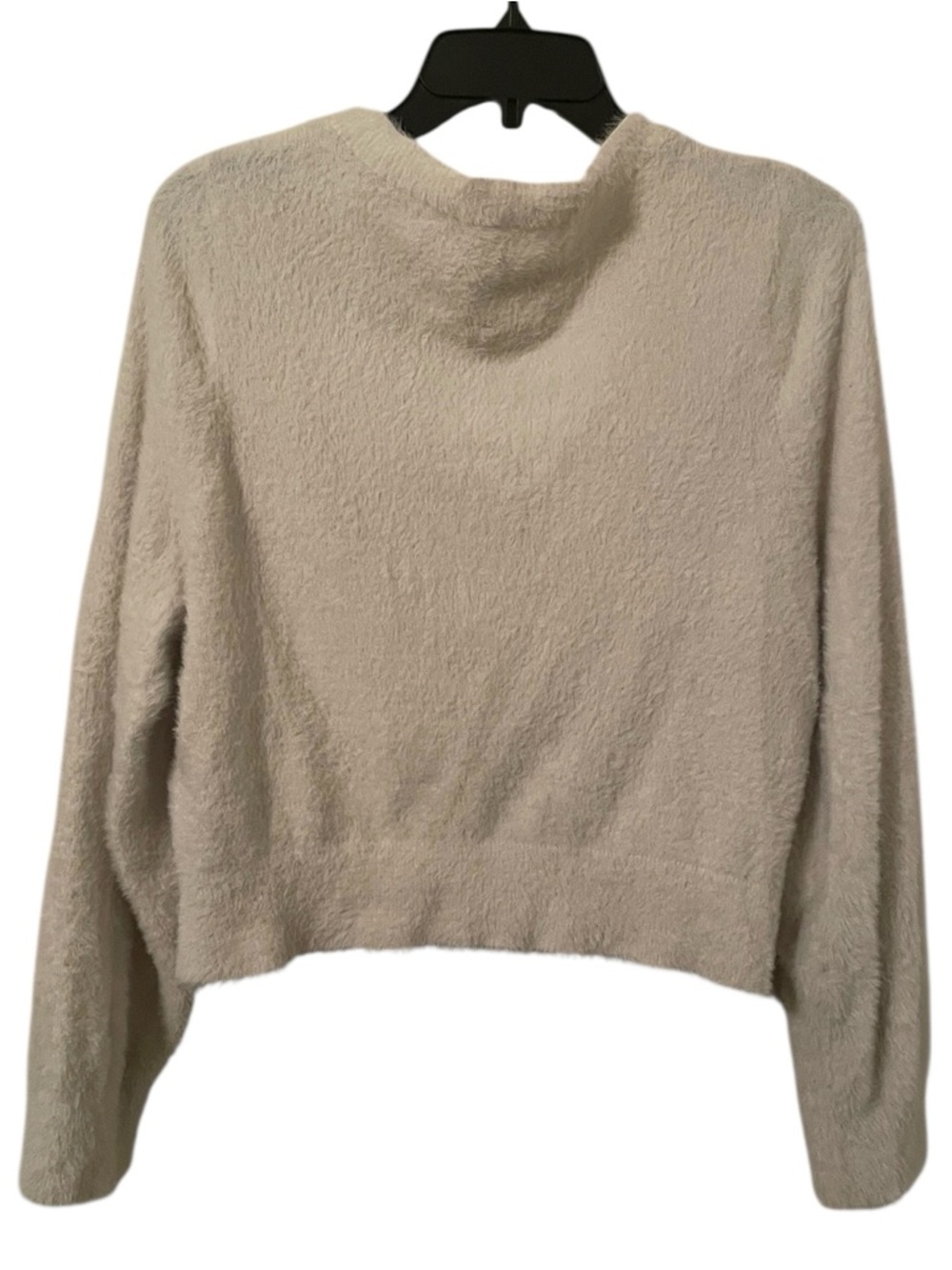 Aerie Women's White Fuzzy Button V-Neck Open Front Sweater Cardigan Size L - Picture 6 of 6
